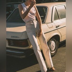 catherine natural selvage rinse-super high-rise trouser leg 12.5oz stretch jeans